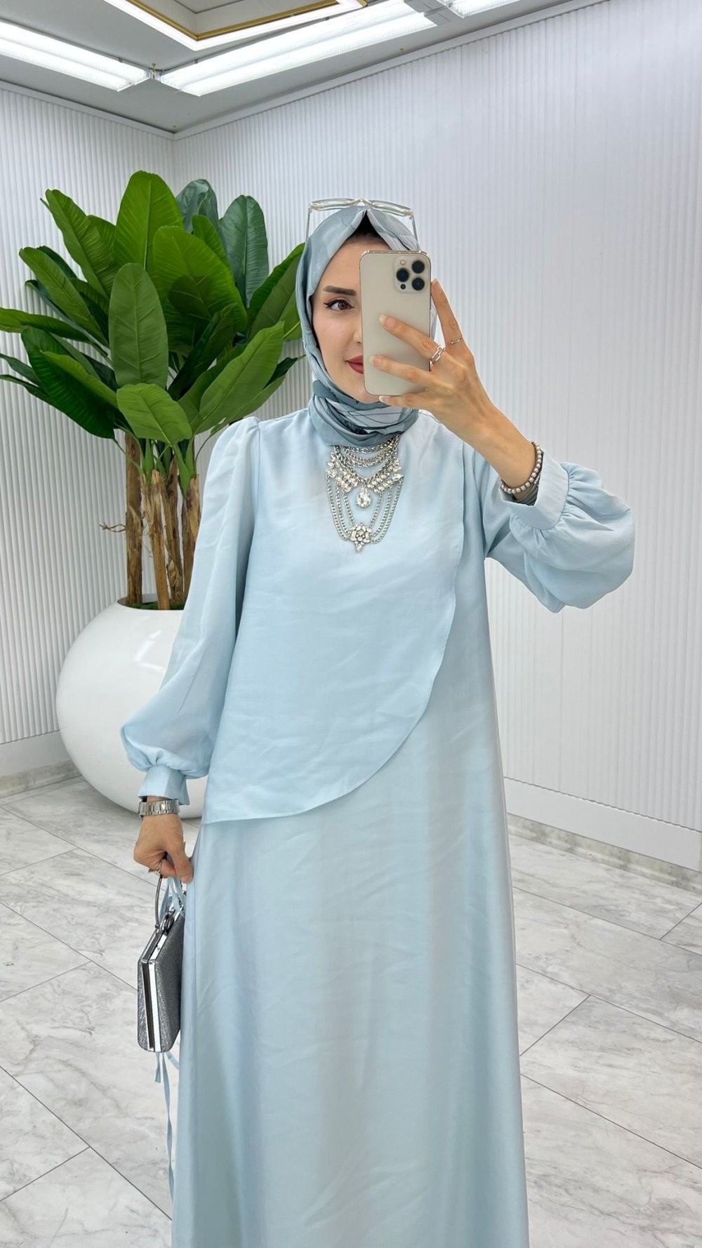 Bebe Mavi Premium Paris Elbise Tesettür Giyim