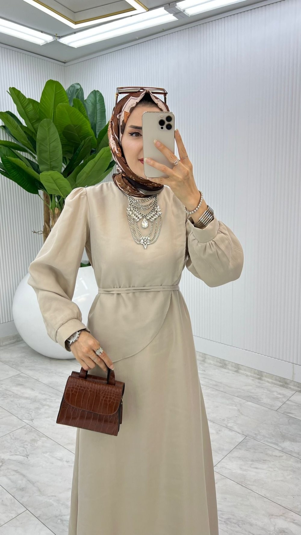 Taş Mavi Premium Paris Elbise Tesettür Giyim