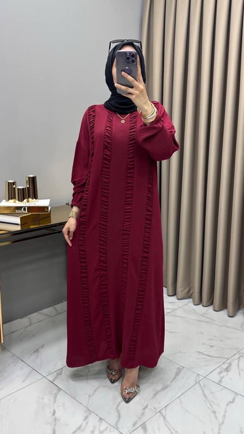 Ecmel Elbise Bordo