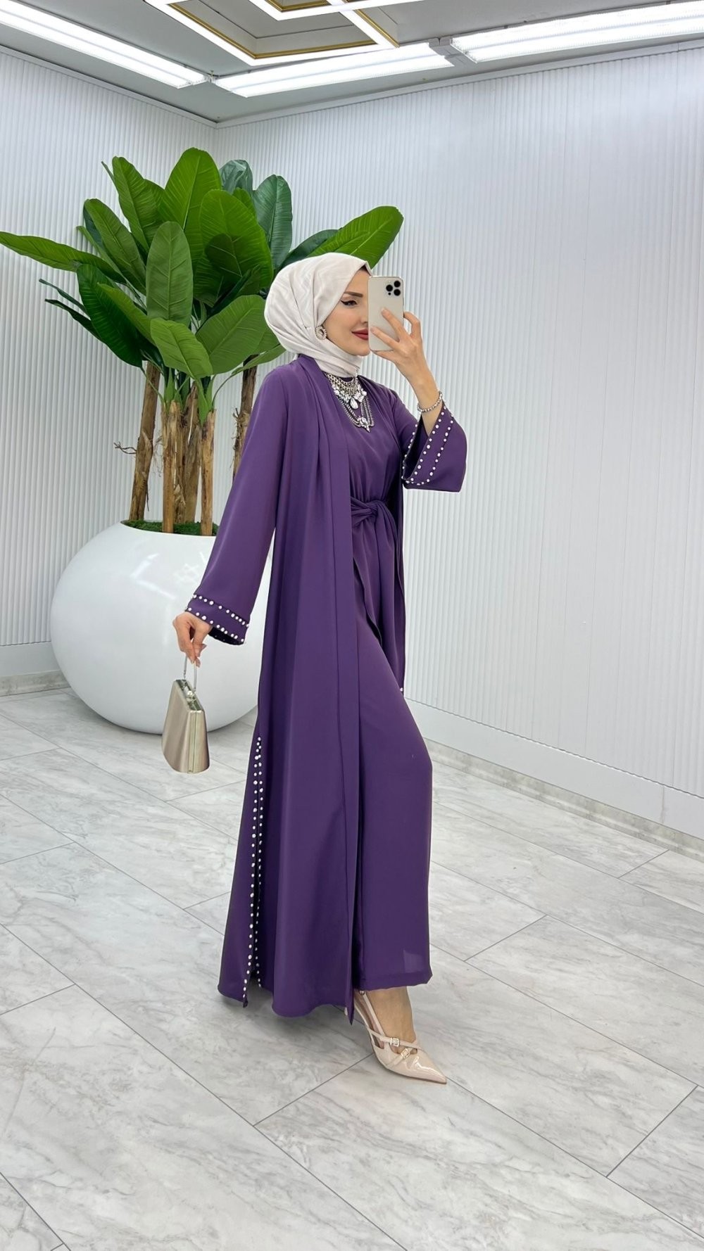 Mürdüm Premıum Faya Abaya Tulum Takım Tesettür Giyim