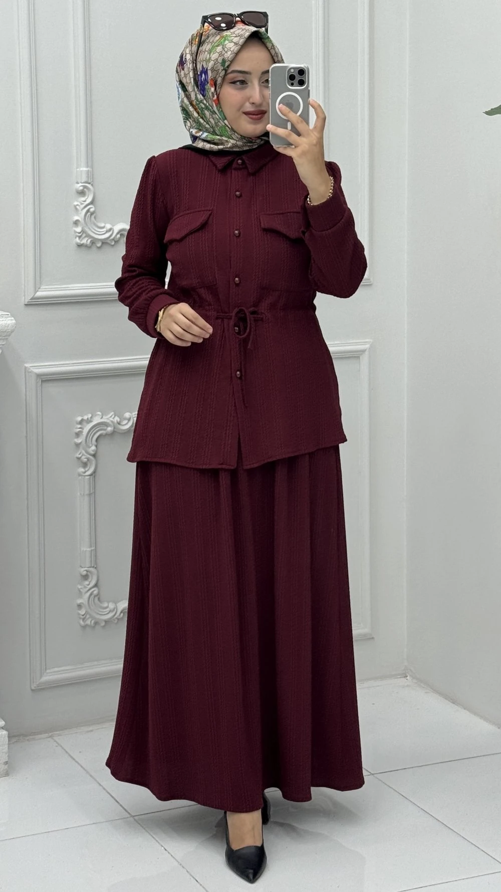 Selmira Etek Takım Bordo