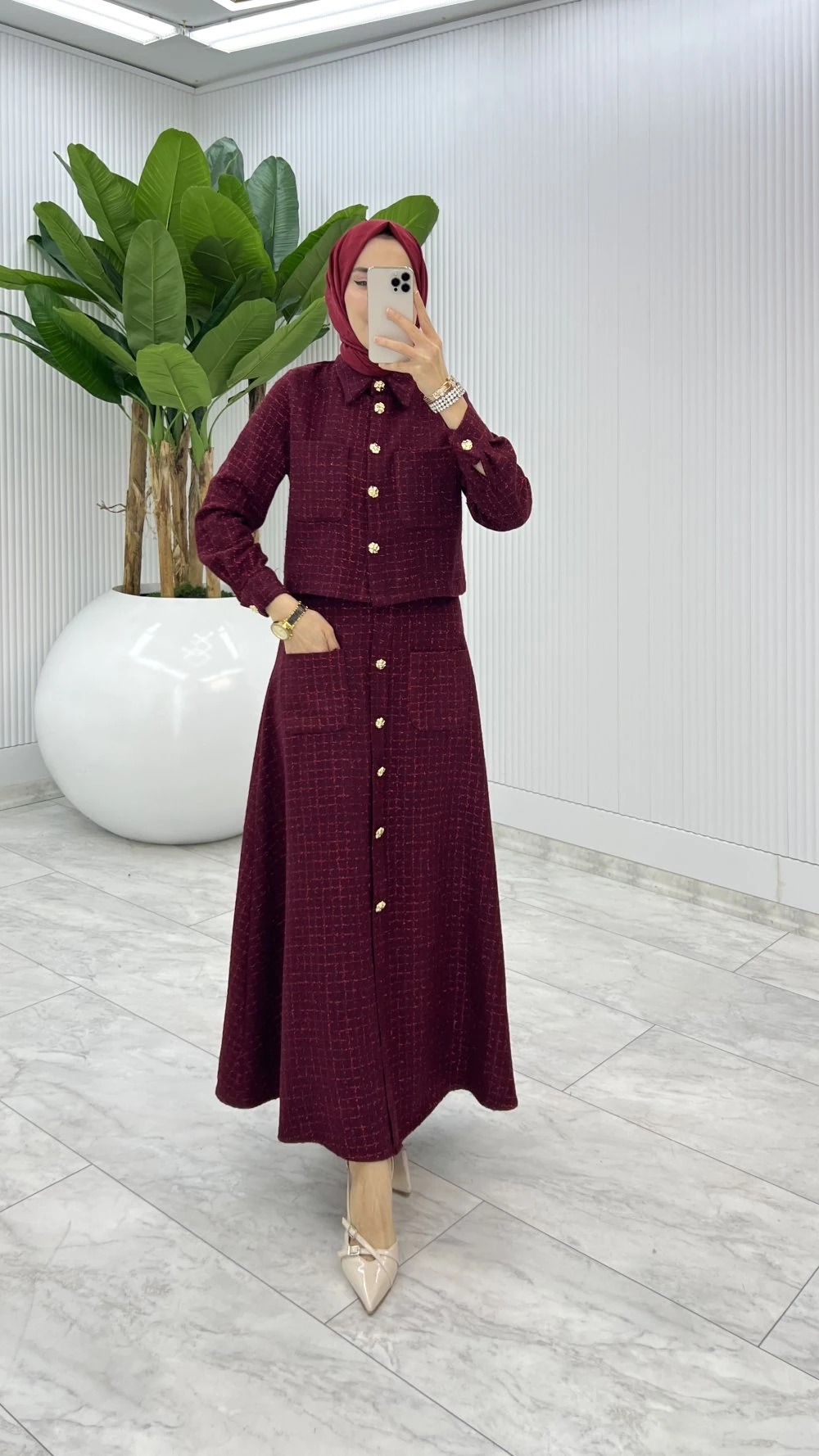 Bordo  Gönül Channel Etek Takım 