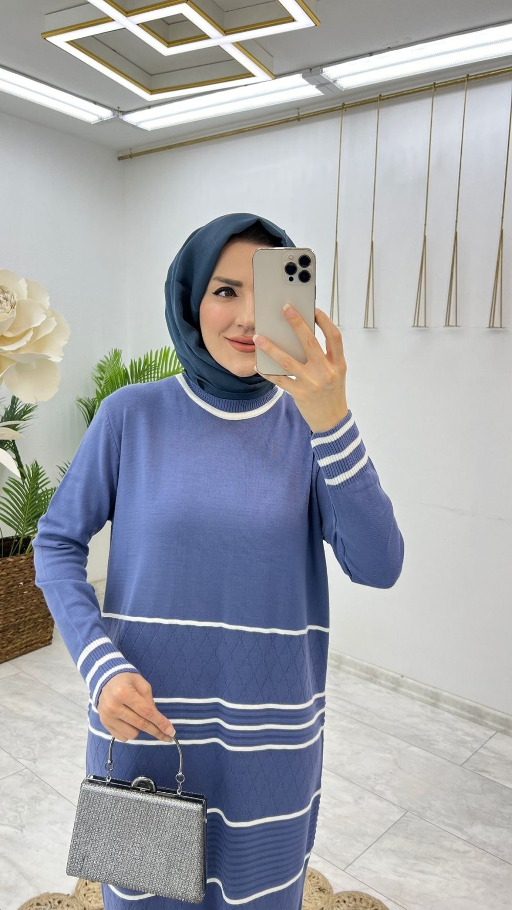 İndigo Dilay Triko Elbise Tesettür Giyim 