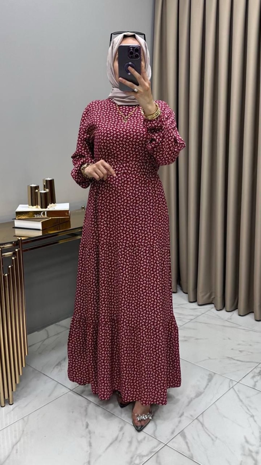Gülsüm Elbise Bordo