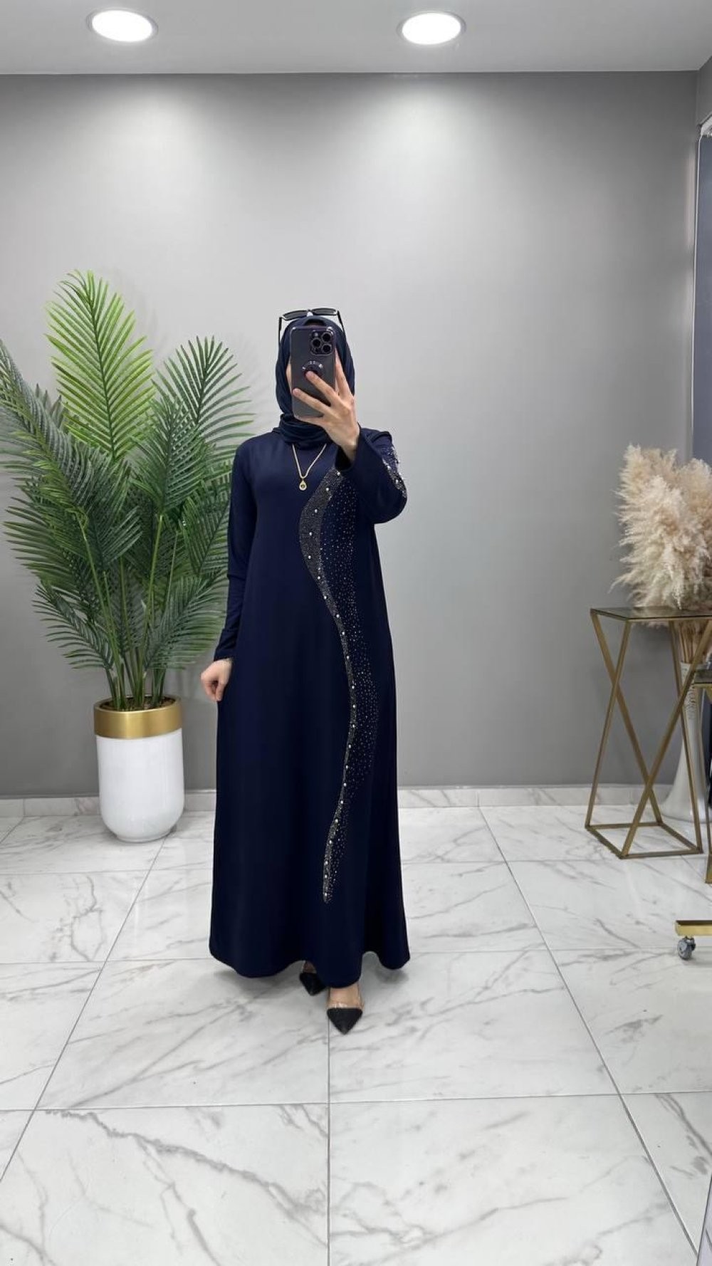 Zeyna Abiye Elbise Lacivert 