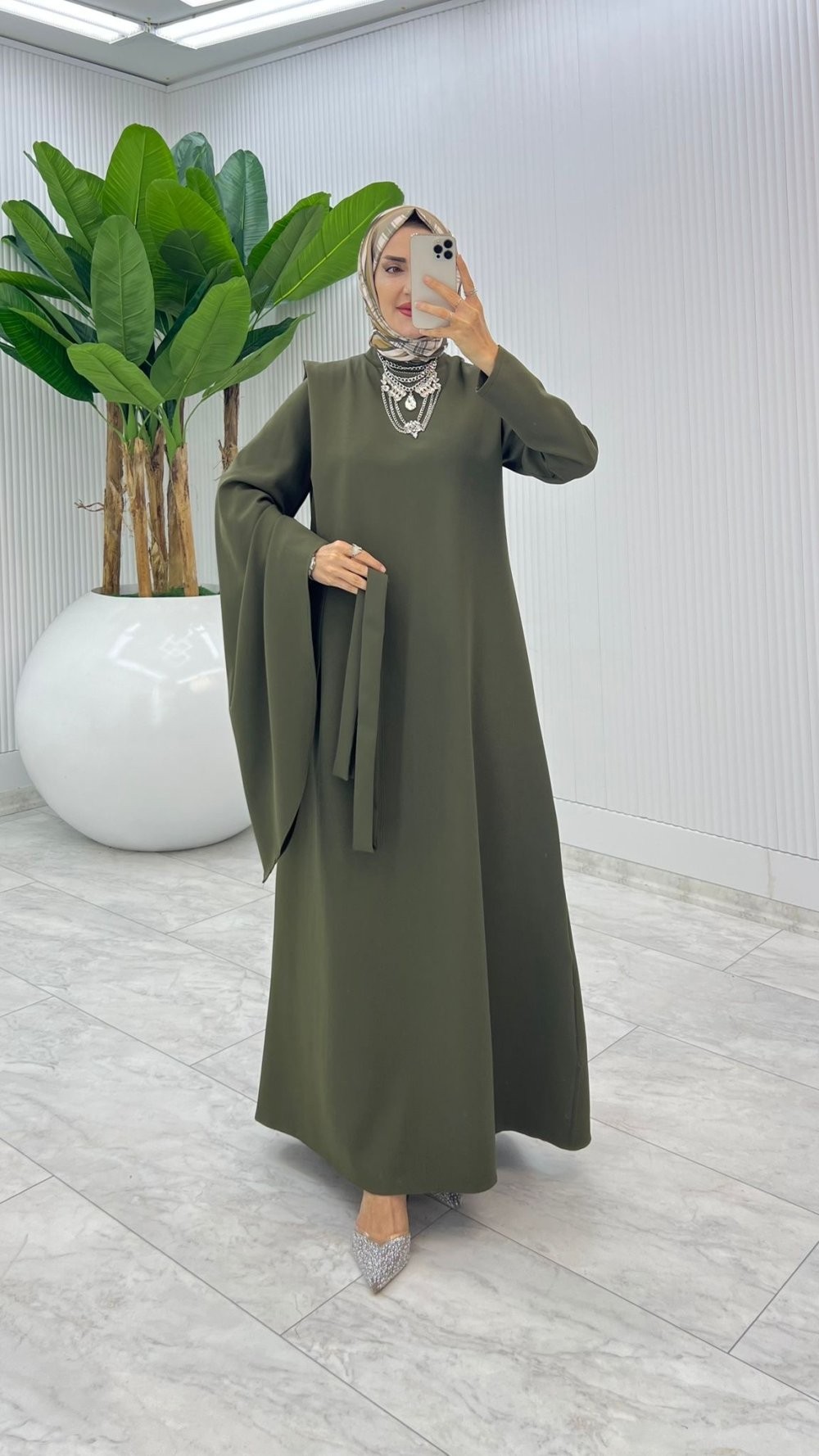 Haki Premium Yağmur Elbise Tesettür Giyim