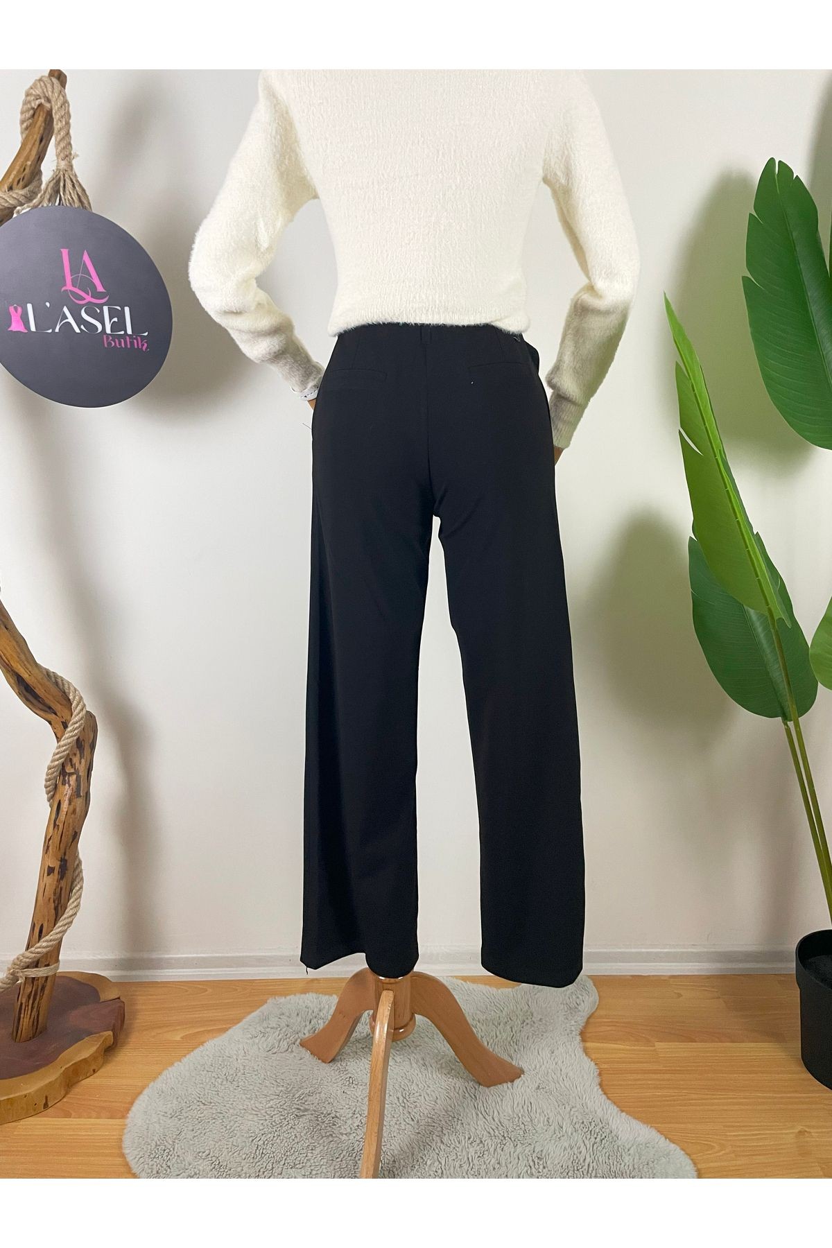 KEMERLİ BOL PANTOLON SİYAH