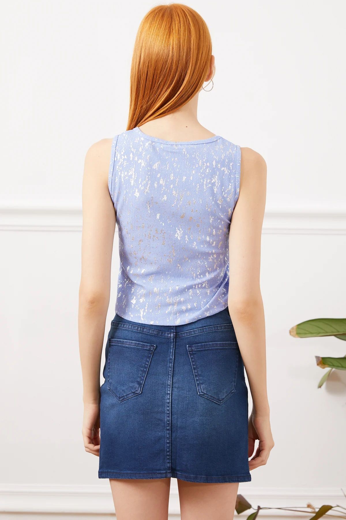 KALIN ASKILI CROP BODY MAVİ KADIN TİŞÖRT
