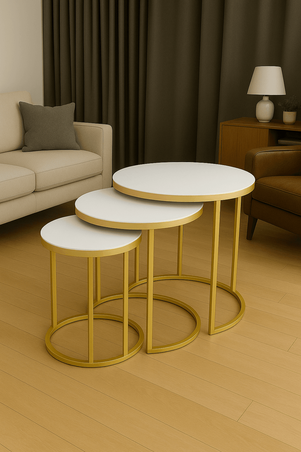 ALYA ZİGON SEHPA GOLD METAL BEYAZ PANEL