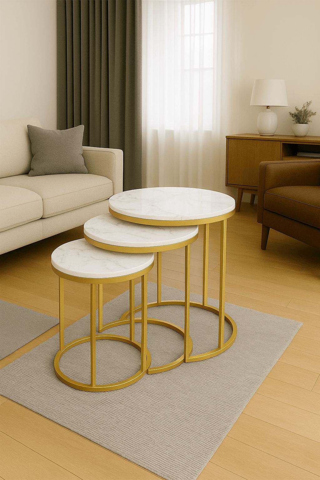 ALYA ZİGON SEHPA GOLD METAL MERMER DESEN PANEL