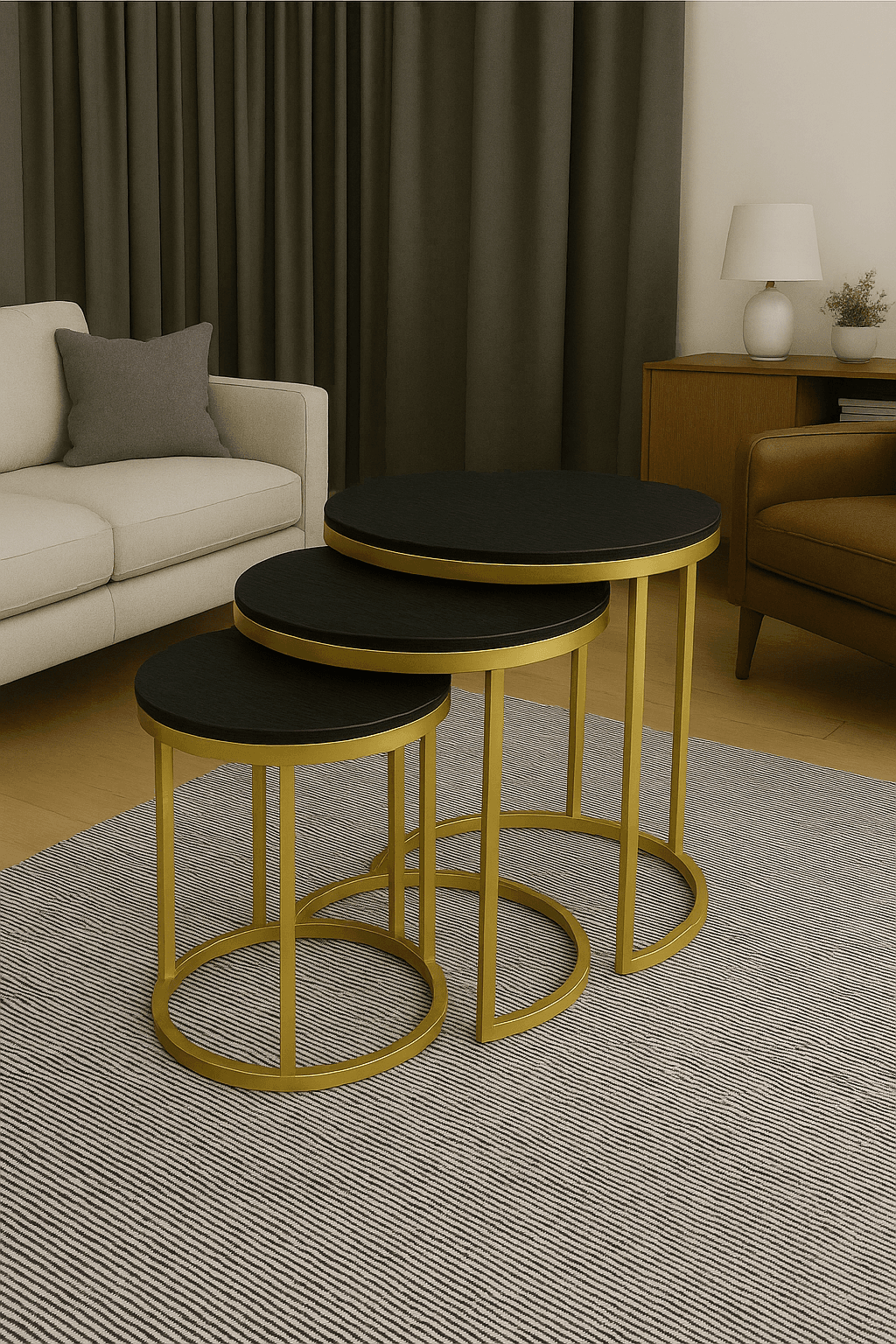 ALYA ZİGON SEHPA GOLD METAL SİYAH PANEL