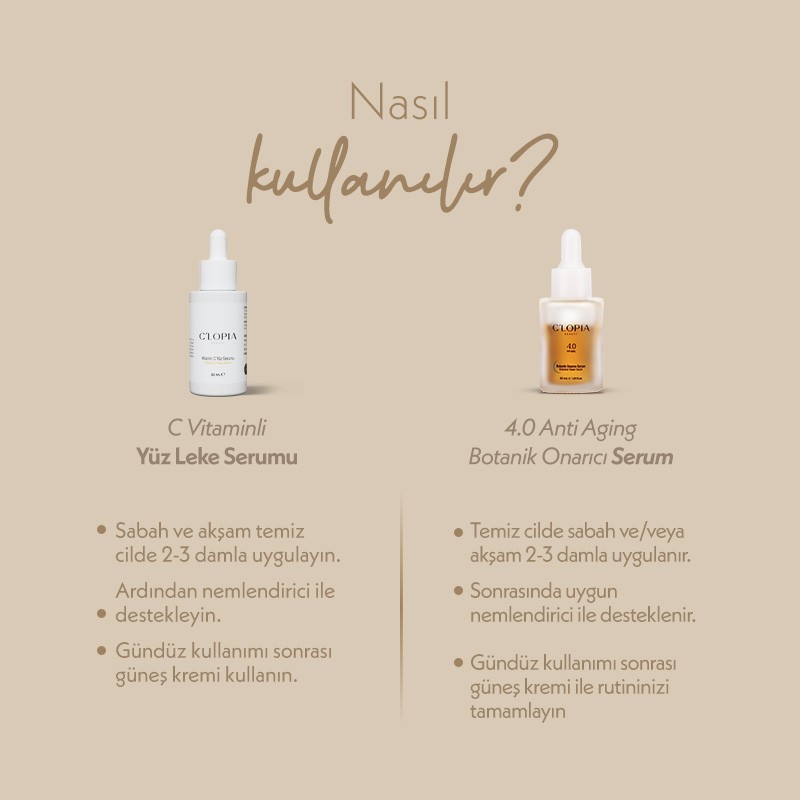 Aydınlatıcı Serum İkilisi | C Vitamini ve Anti-aging Botanik Onarıcı Serum