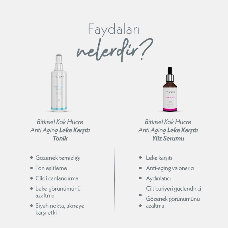 Arınmış ve Dengelenmiş Cilt Seti | Leke Karşıtı Anti-aging Bitkisel Kök Hücre Bakımı