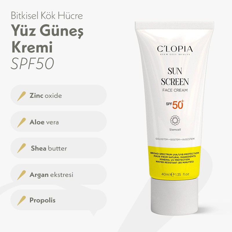 Bitkisel Kök Hücre Yüz Güneş Kremi SPF 50+