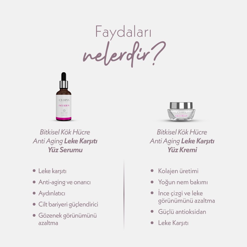 Yenileyici Cilt Bakım İkilisi | Leke Karşıtı Anti-aging Bitkisel Kök Hücre Bakımı