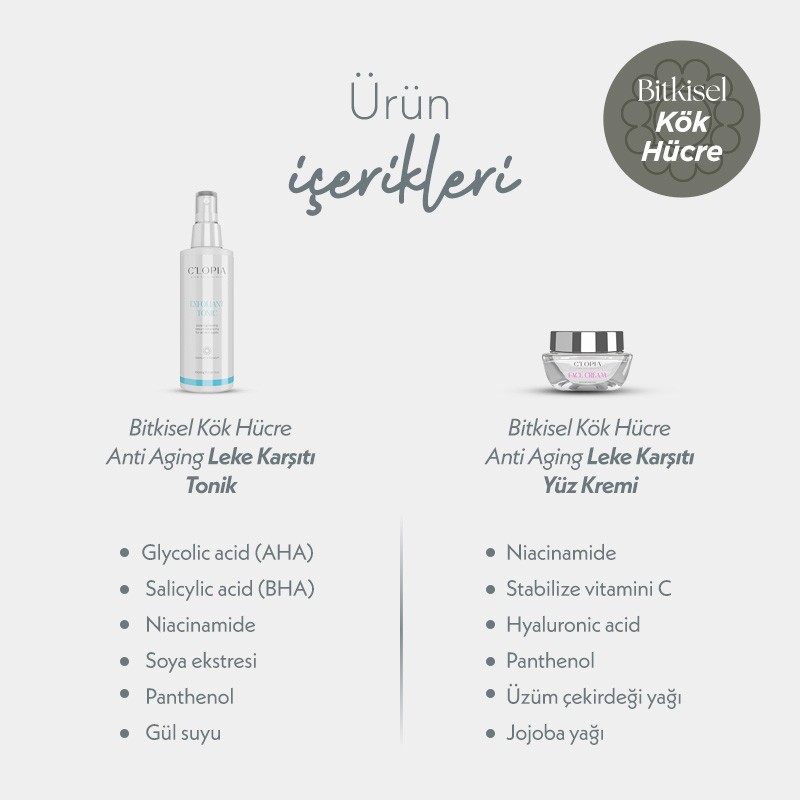 Nemlendir ve Aydınlat | Leke Karşıtı Anti-aging Bitkisel Kök Hücre Bakımı