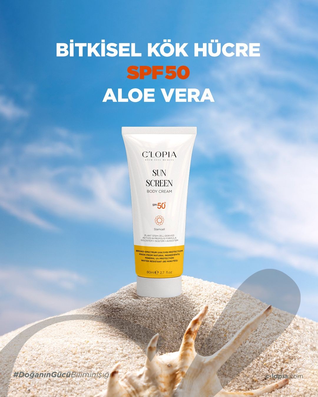 Bitkisel Kök Hücre Vücut Güneş Kremi SPF 50+