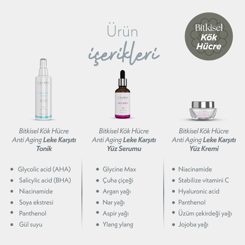 3’lü Koruma & Canlanma Seti | Anti-aging Leke Karşıtı Bitkisel Kök Hücre Bakımı