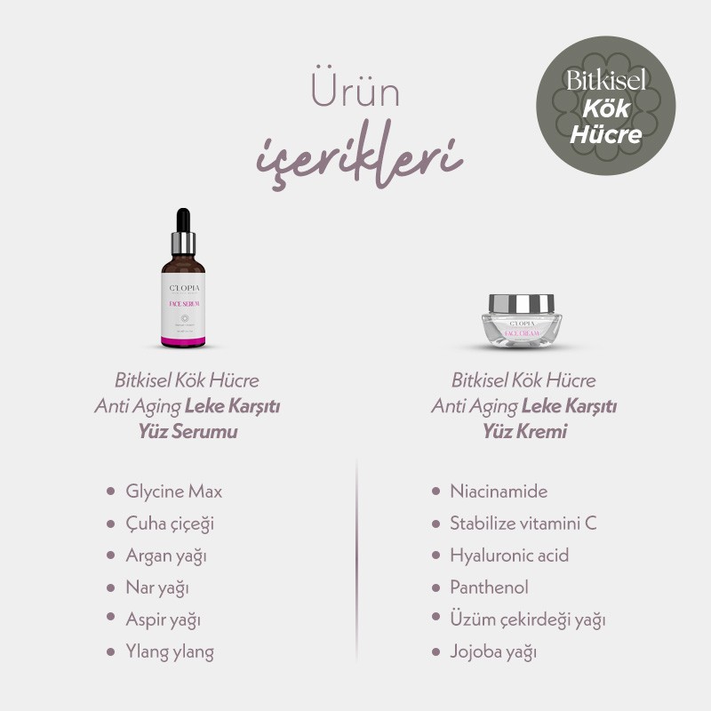Yenileyici Cilt Bakım İkilisi | Leke Karşıtı Anti-aging Bitkisel Kök Hücre Bakımı