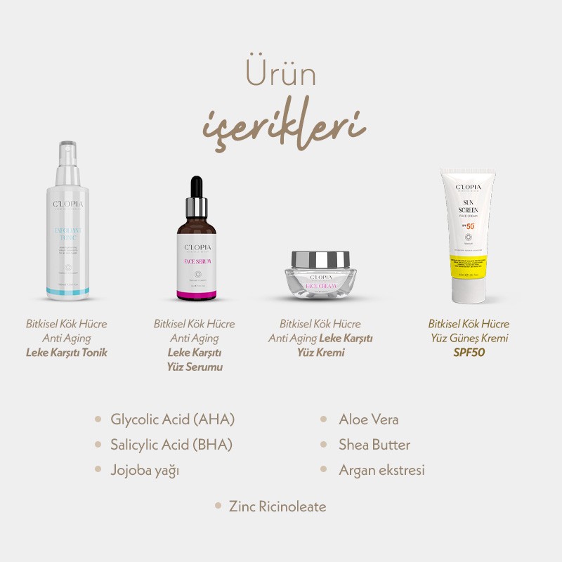 4’lü Koruma & Canlanma Seti | Anti-aging Leke Karşıtı Bitkisel Kök Hücre Bakımı