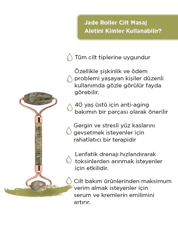 Jade Roller Cilt Masaj Aleti / Yeşim