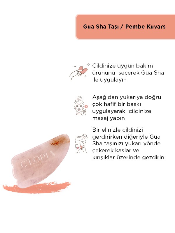 Gua Sha Yüz Masaj Taşı / Pembe Kuvars 