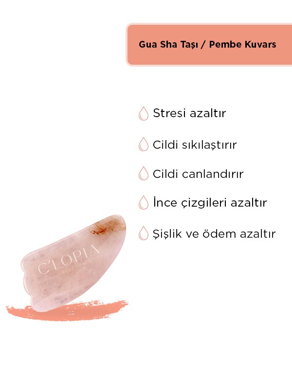 Gua Sha Yüz Masaj Taşı / Pembe Kuvars 