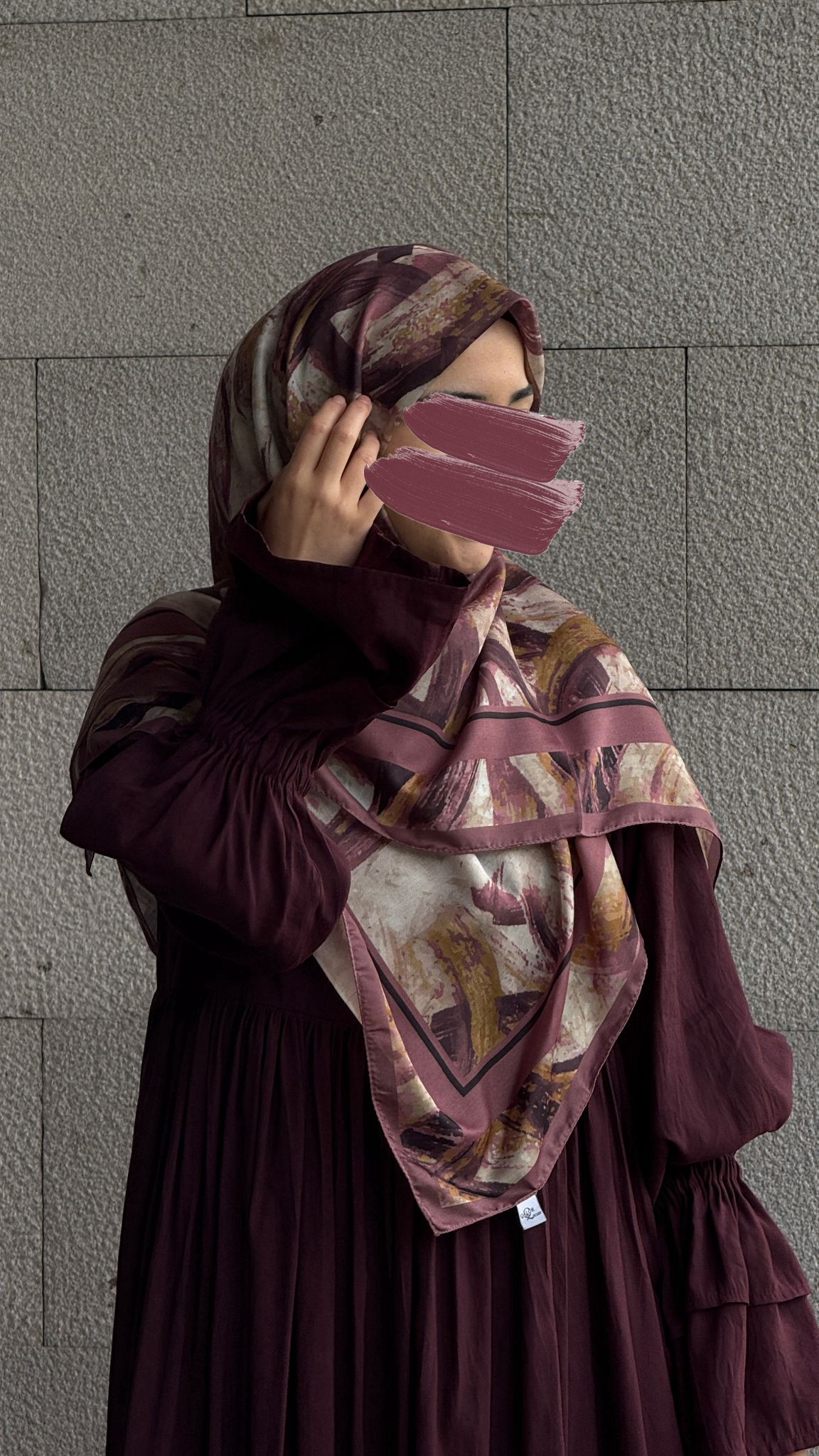 Pamuklu Soft Fırça Desen Eşarp-Gül Kurusu