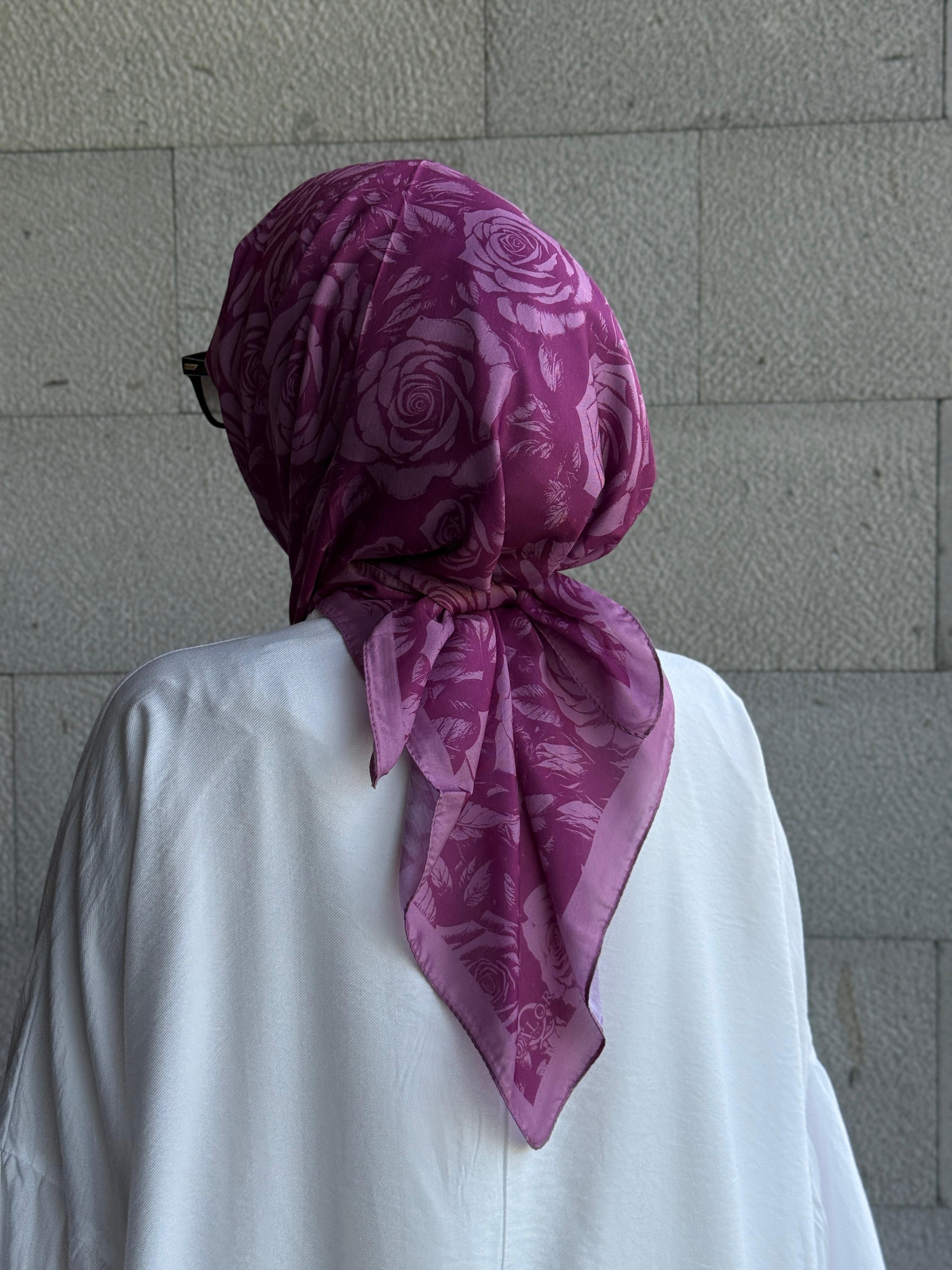 Pamuklu Soft Roza Desen Eşarp-Lilyum Pembe