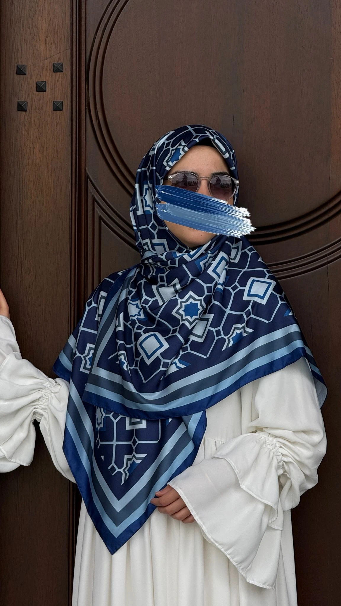 İpeksi Twil Monogram Eşarp-Lacivert