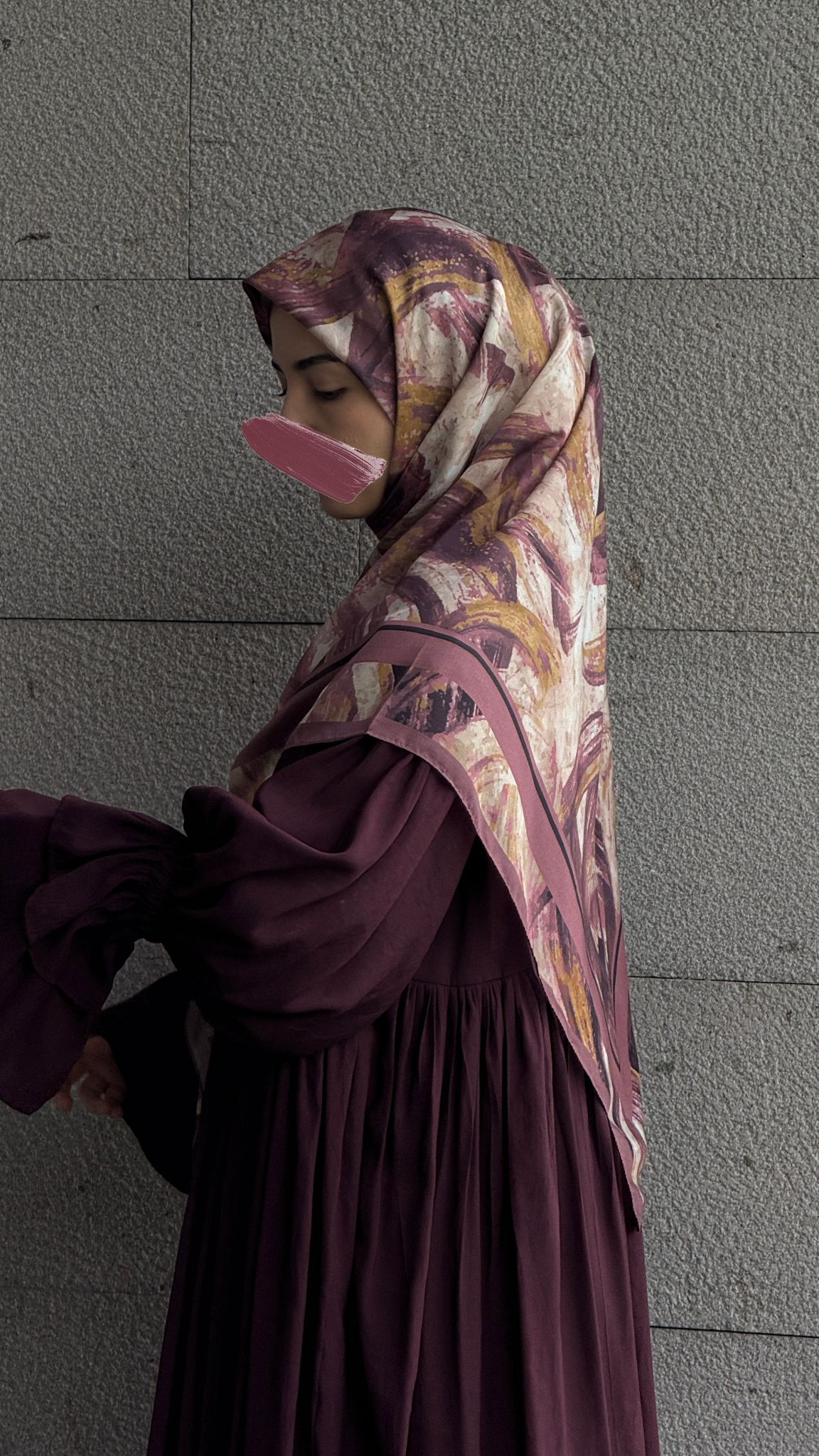 Pamuklu Soft Fırça Desen Eşarp-Gül Kurusu