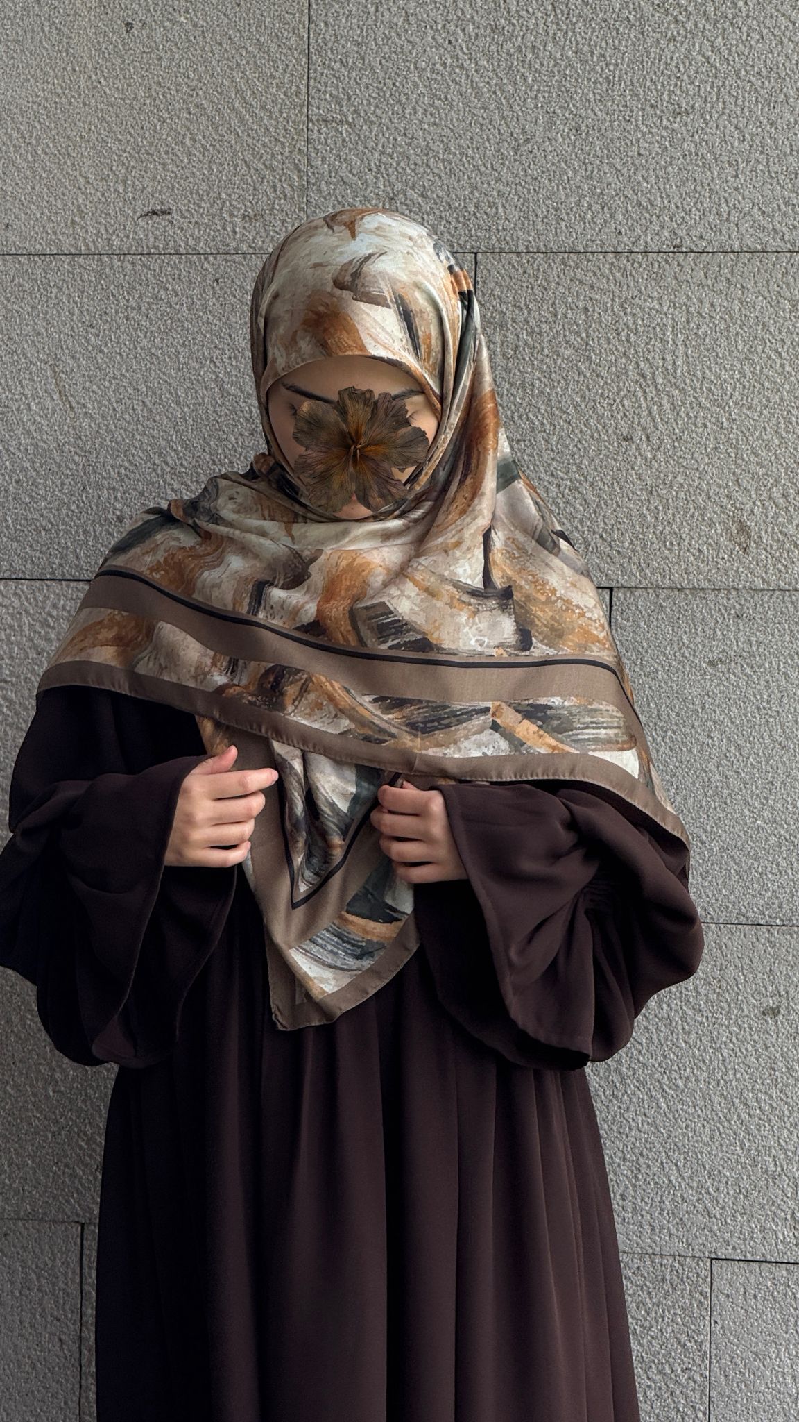 Pamuklu Soft Fırça Desen Eşarp-Küf Yeşil