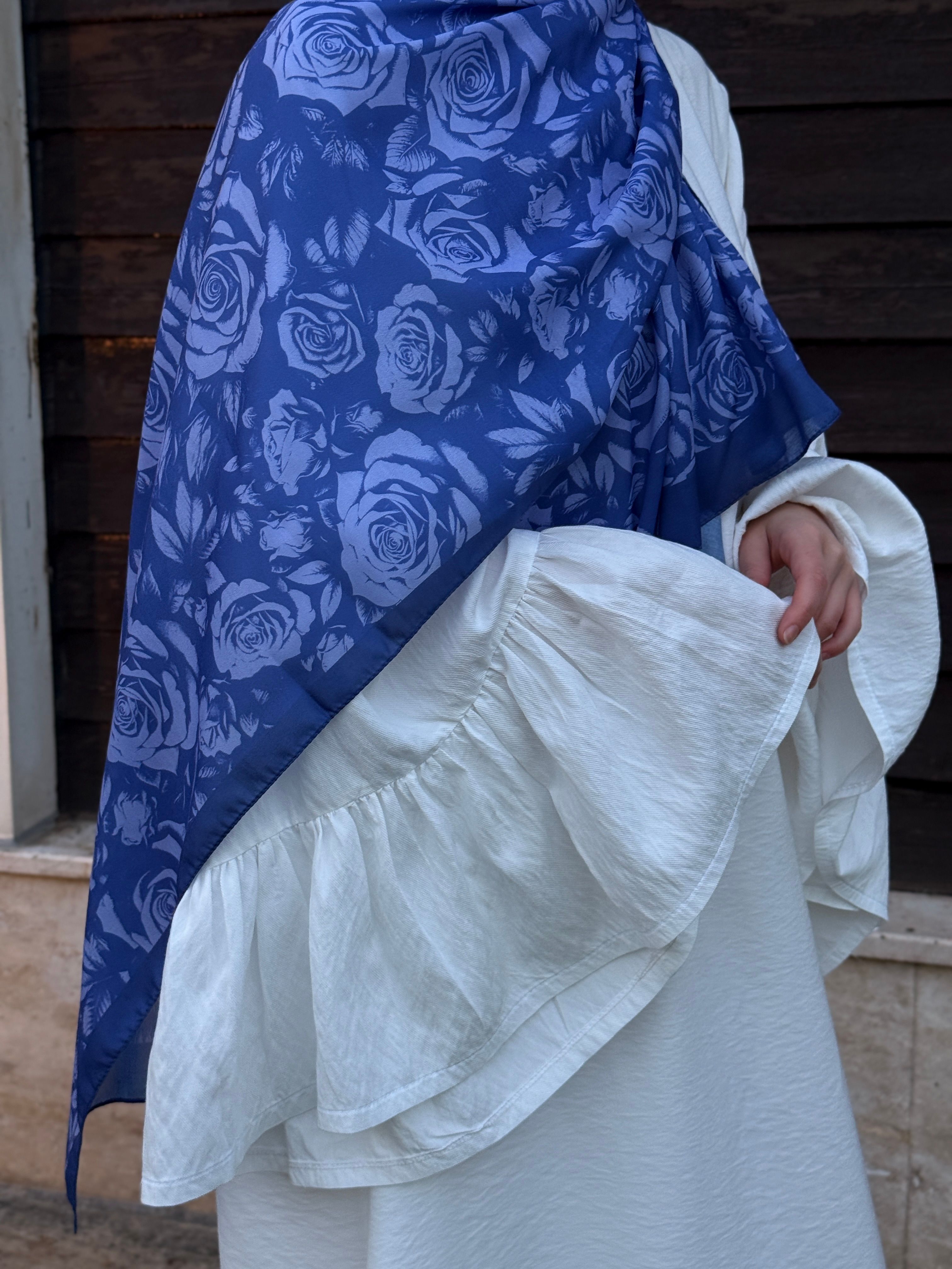 Pamuklu Soft Roza Desen Şal-Lila