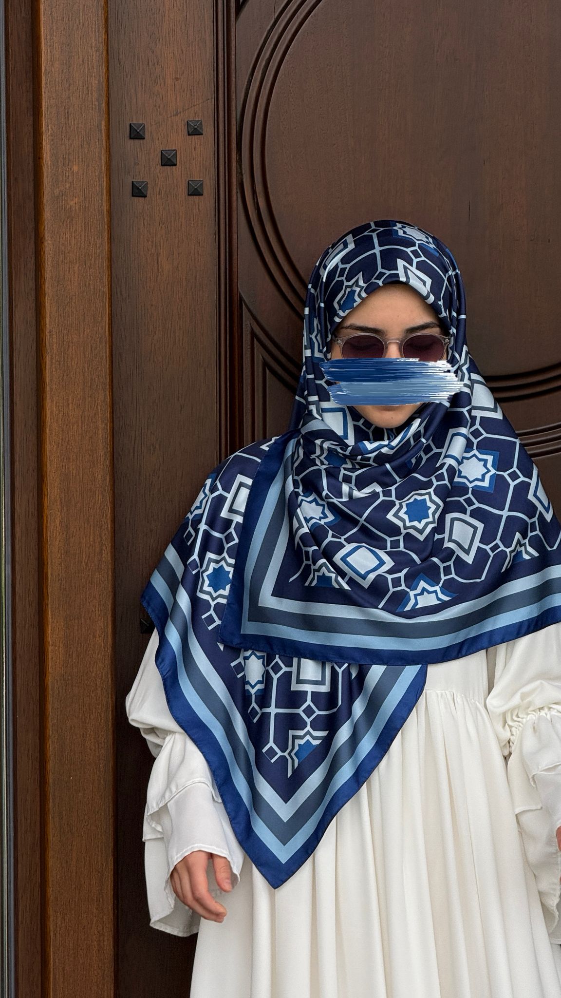 İpeksi Twil Monogram Eşarp-Lacivert