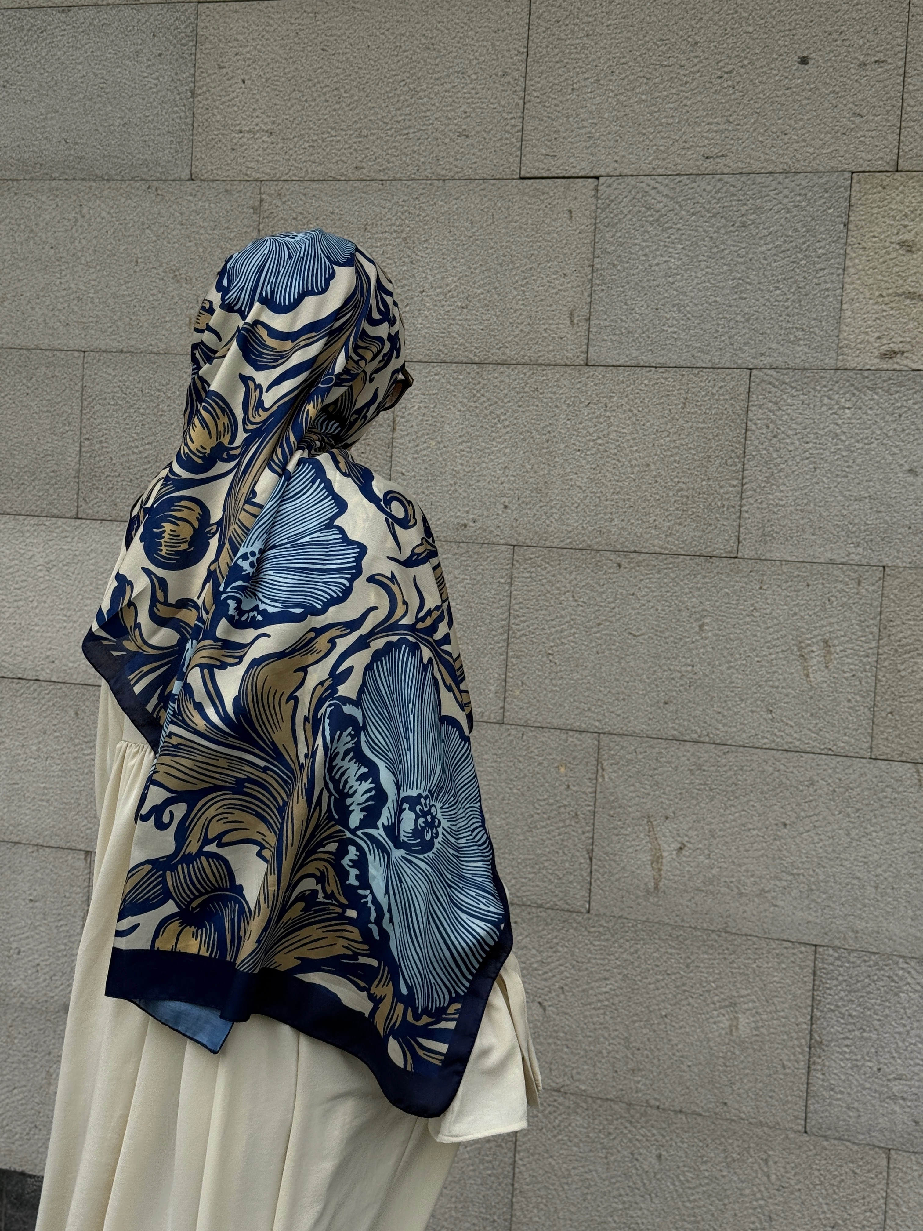 Pamuklu Soft Luna Desen Şal-Mavi