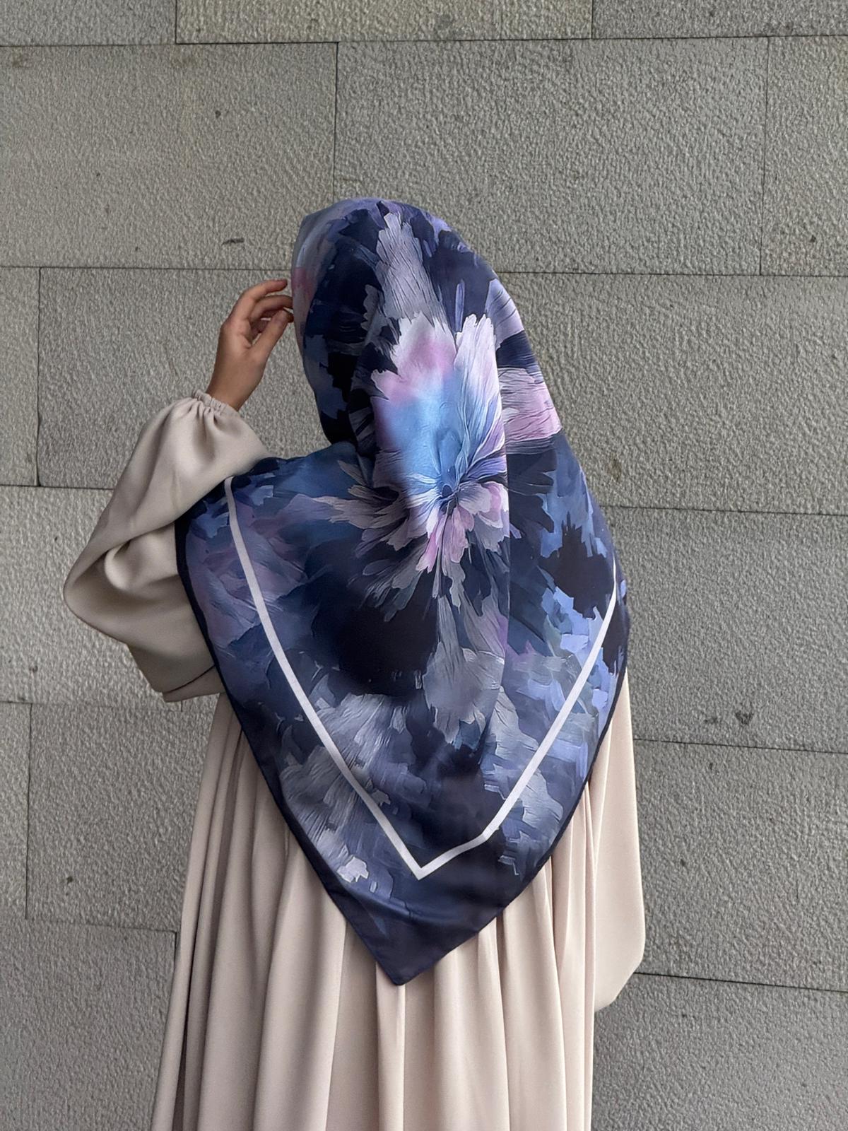 Pamuklu Soft Luna Desen Eşarp-Morcivert