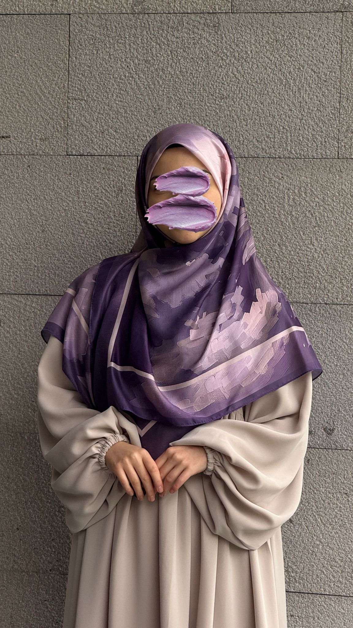 Pamuklu Soft Luna Desen Eşarp-Lila