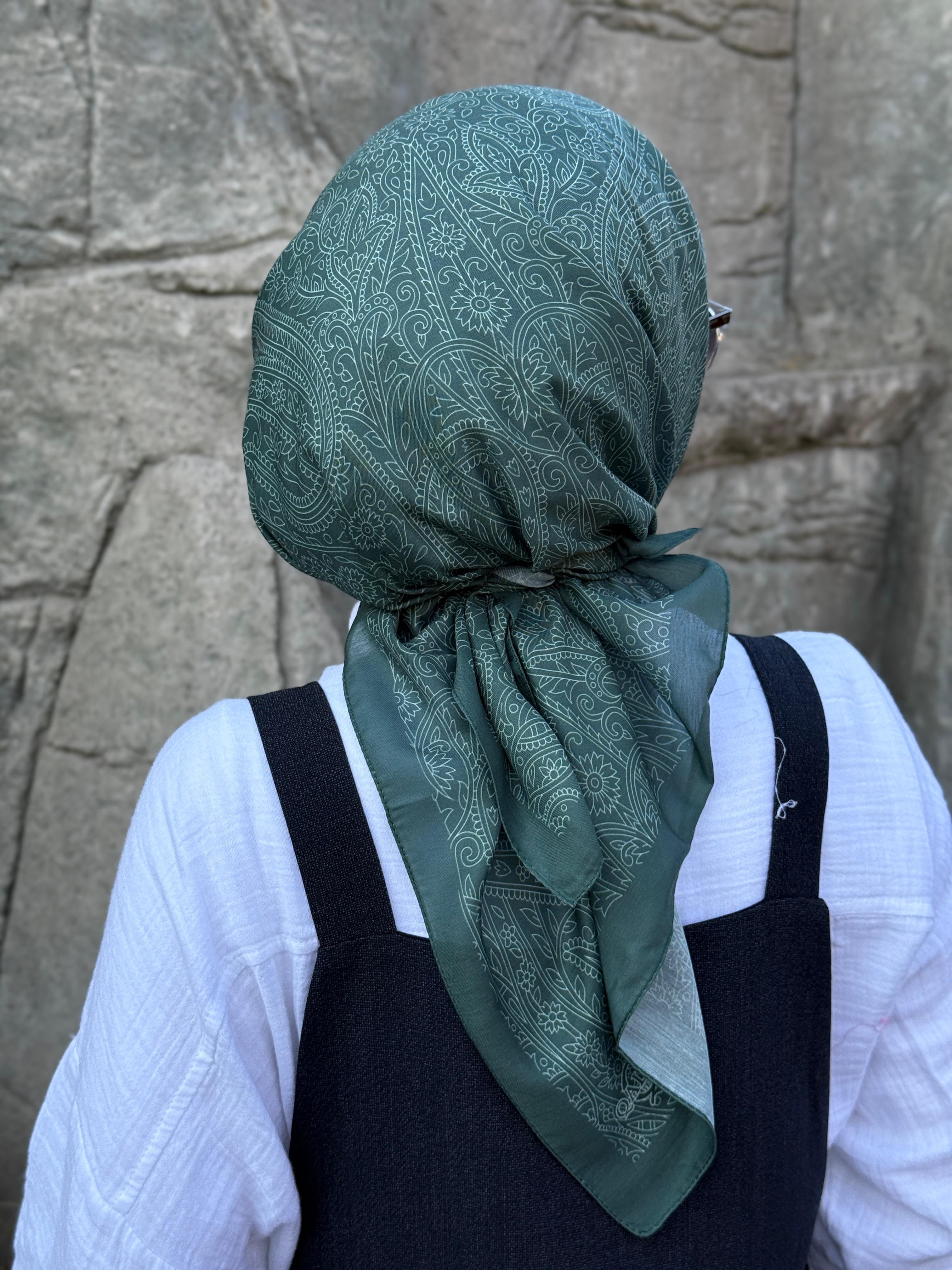 Pamuklu Soft İnci Desen Eşarp-Mint Yeşil