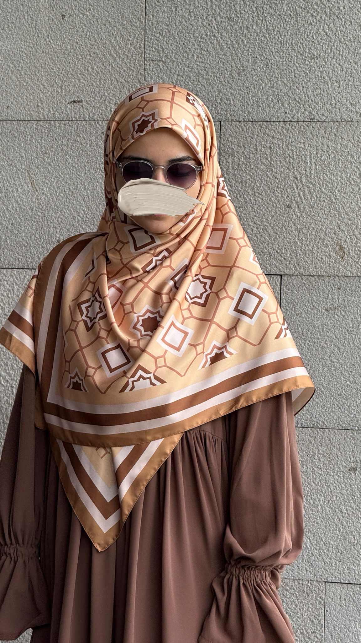 İpeksi Twil Monogram Eşarp-Latte