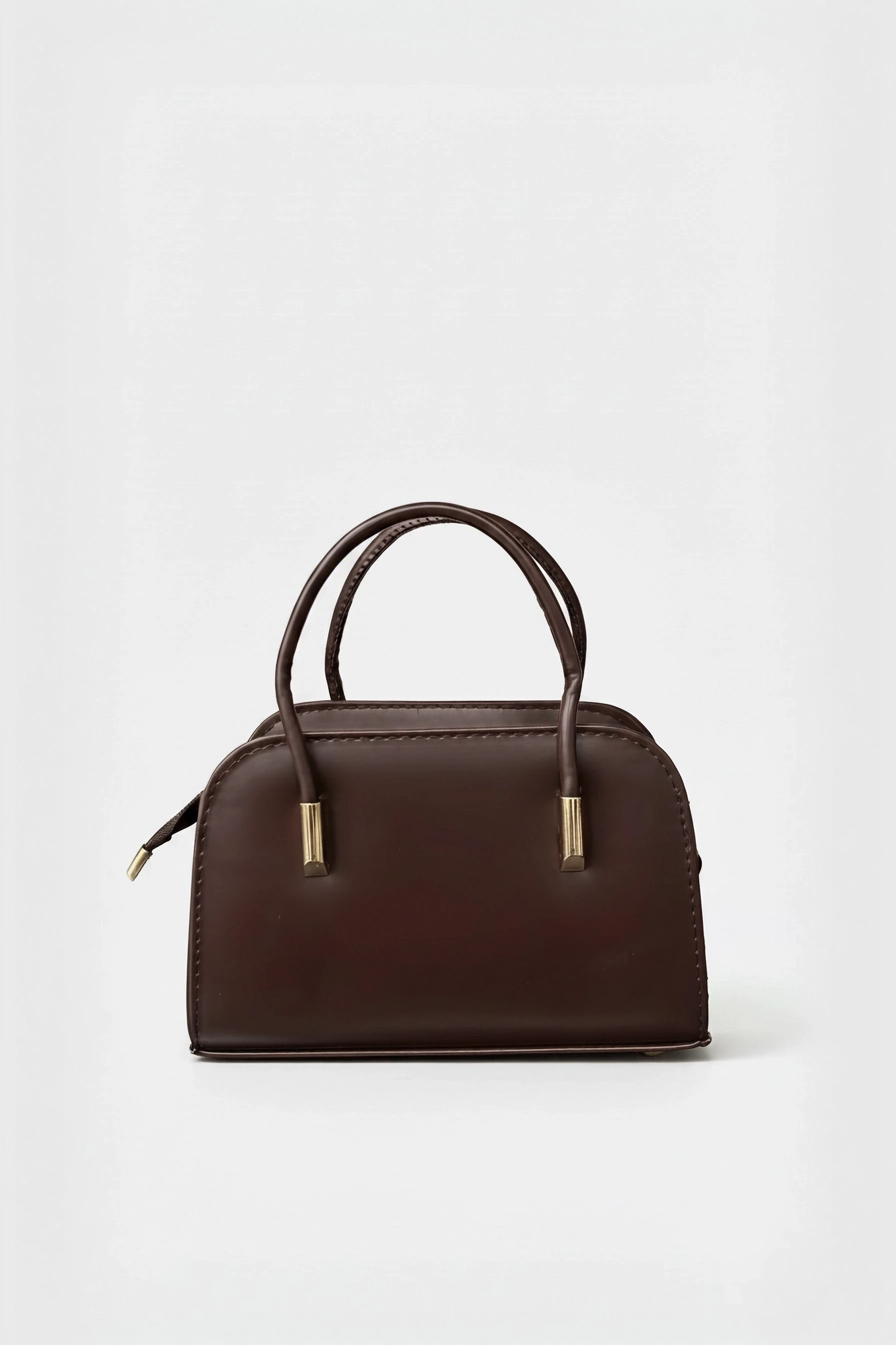 Gold Detaylı El ve Çapraz Çanta - Acı Kahve