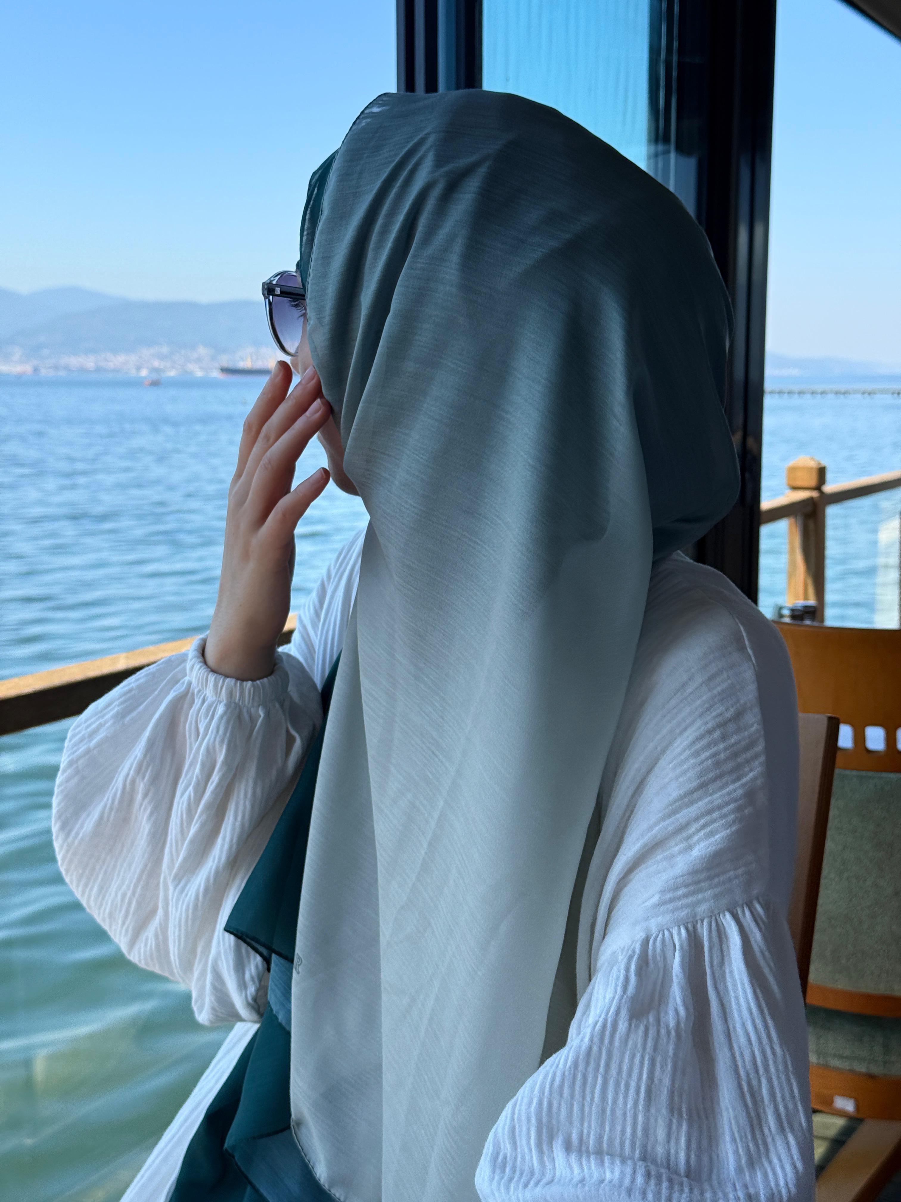 Pamuklu Dubai Degrade Şal-ZÜmrüt