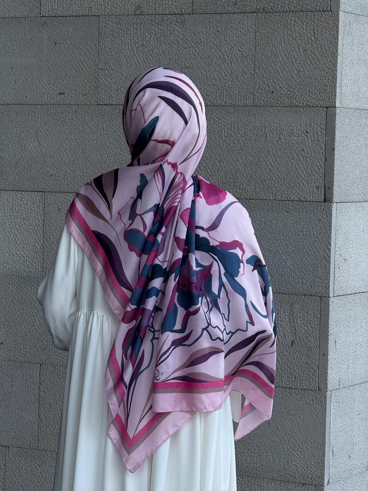 Pamuklu Soft Lotus Desen Şal-Şeker Pembe