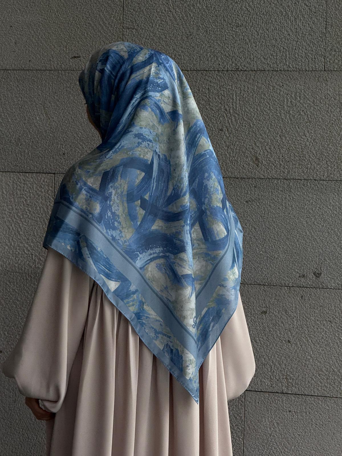 Pamuklu Soft Fırça Desen Eşarp-Turkuaz