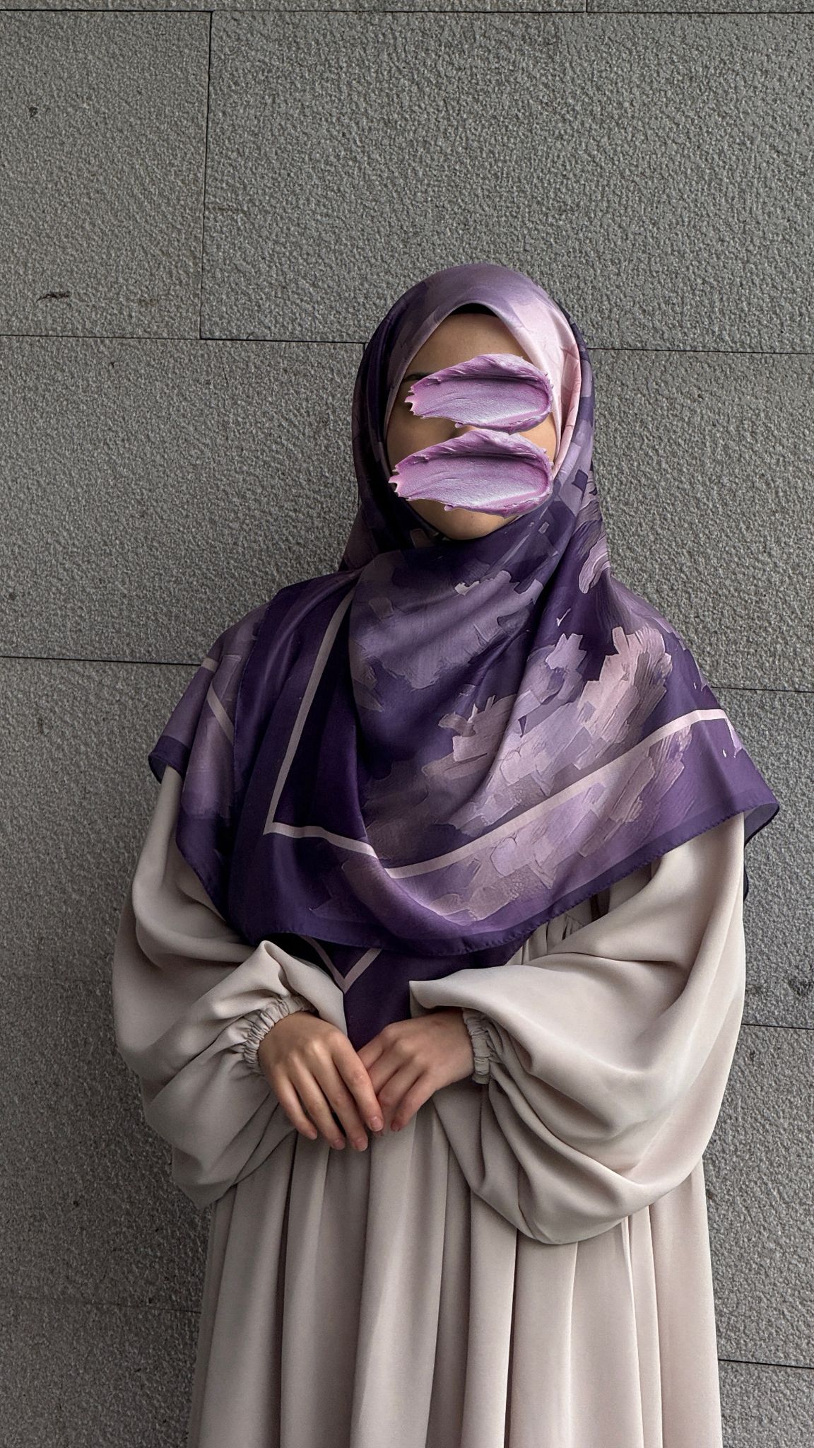 Pamuklu Soft Luna Desen Eşarp-Lila