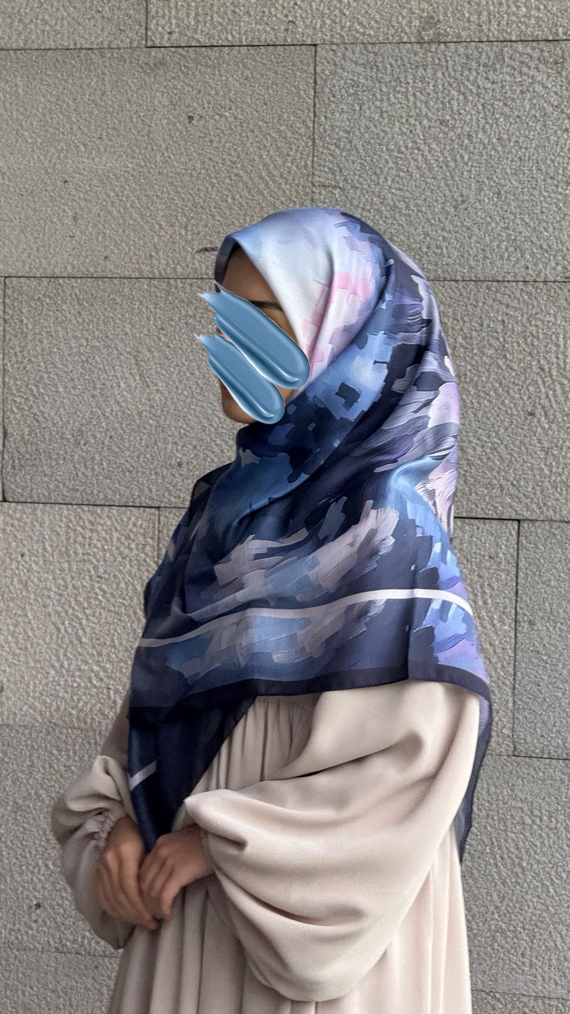 Pamuklu Soft Luna Desen Eşarp-Morcivert