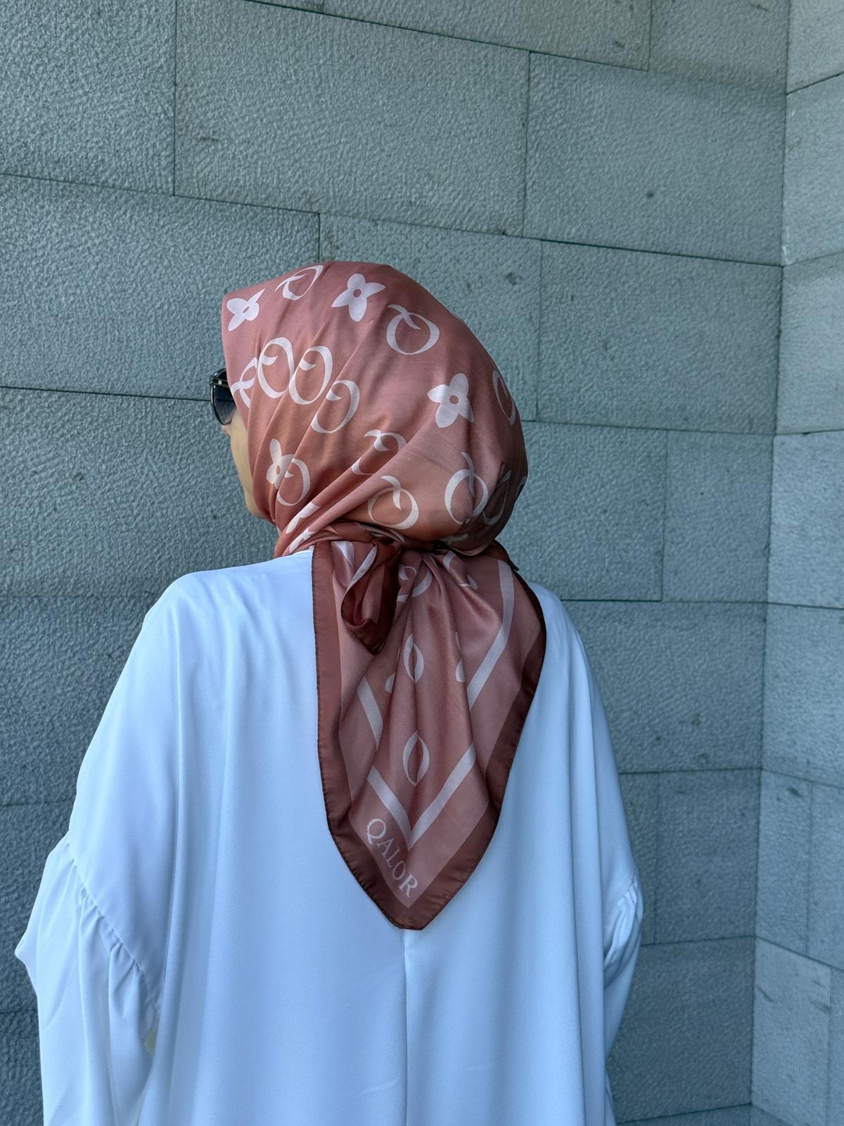 Pamuklu Soft Q Desen Eşarp-Somon