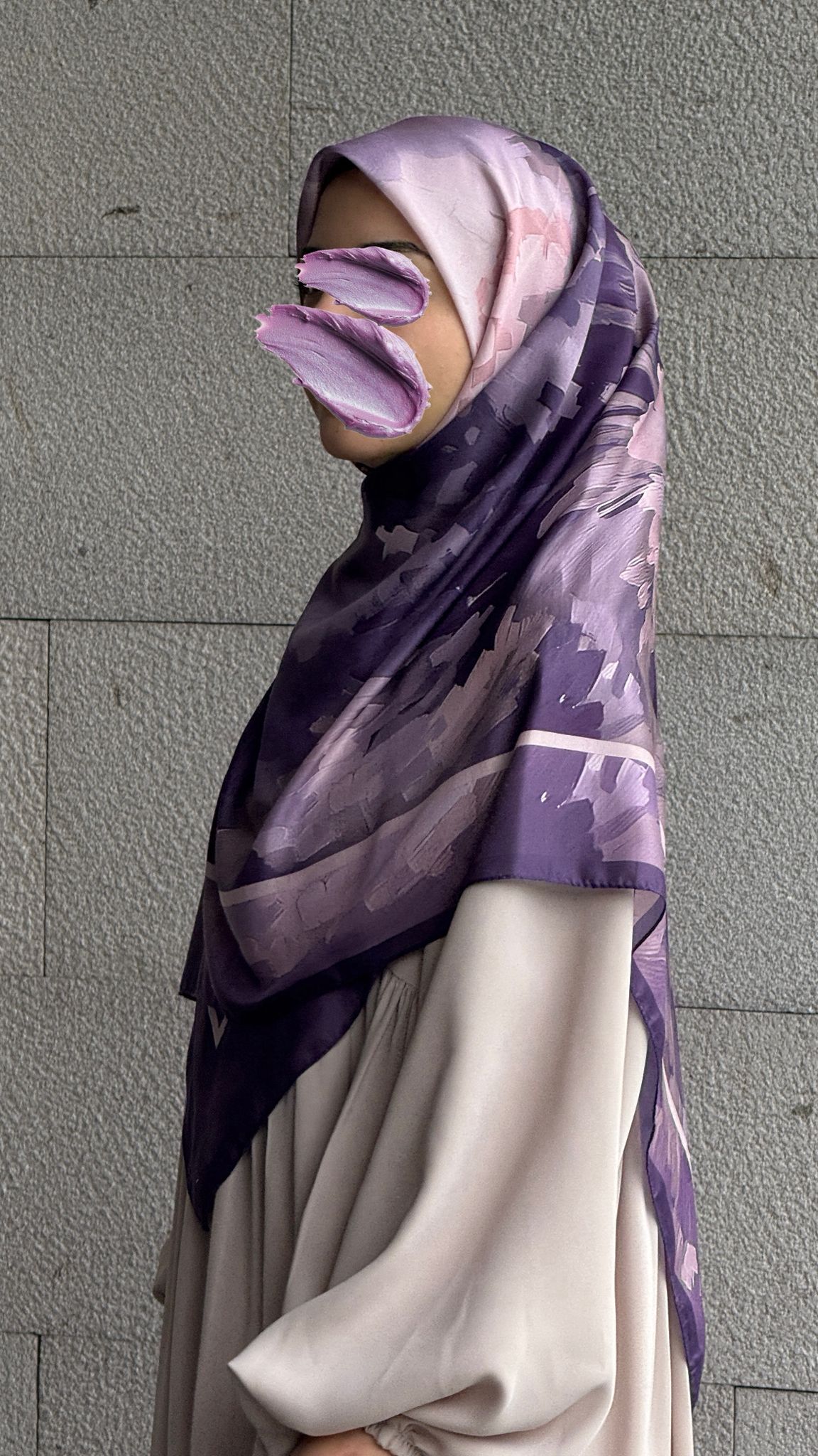 Pamuklu Soft Luna Desen Eşarp-Lila