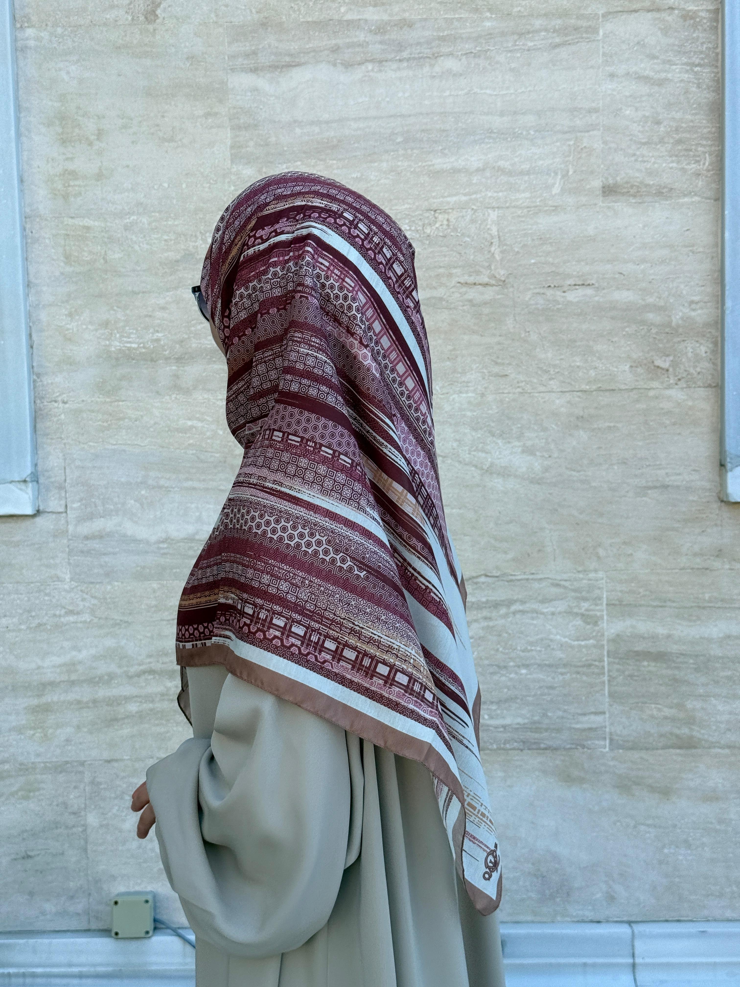 Pamuklu Âlâ Desen Eşarp-Bordo