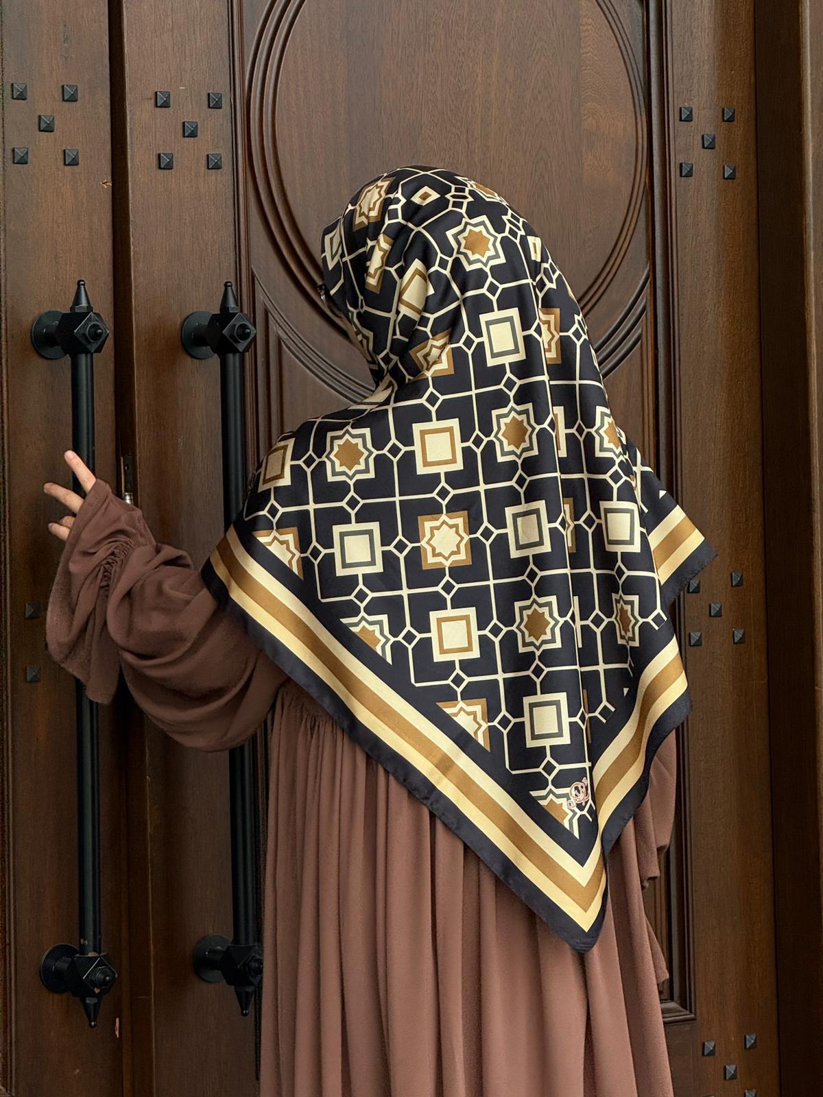 İpeksi Twil Monogram Eşarp-Gold