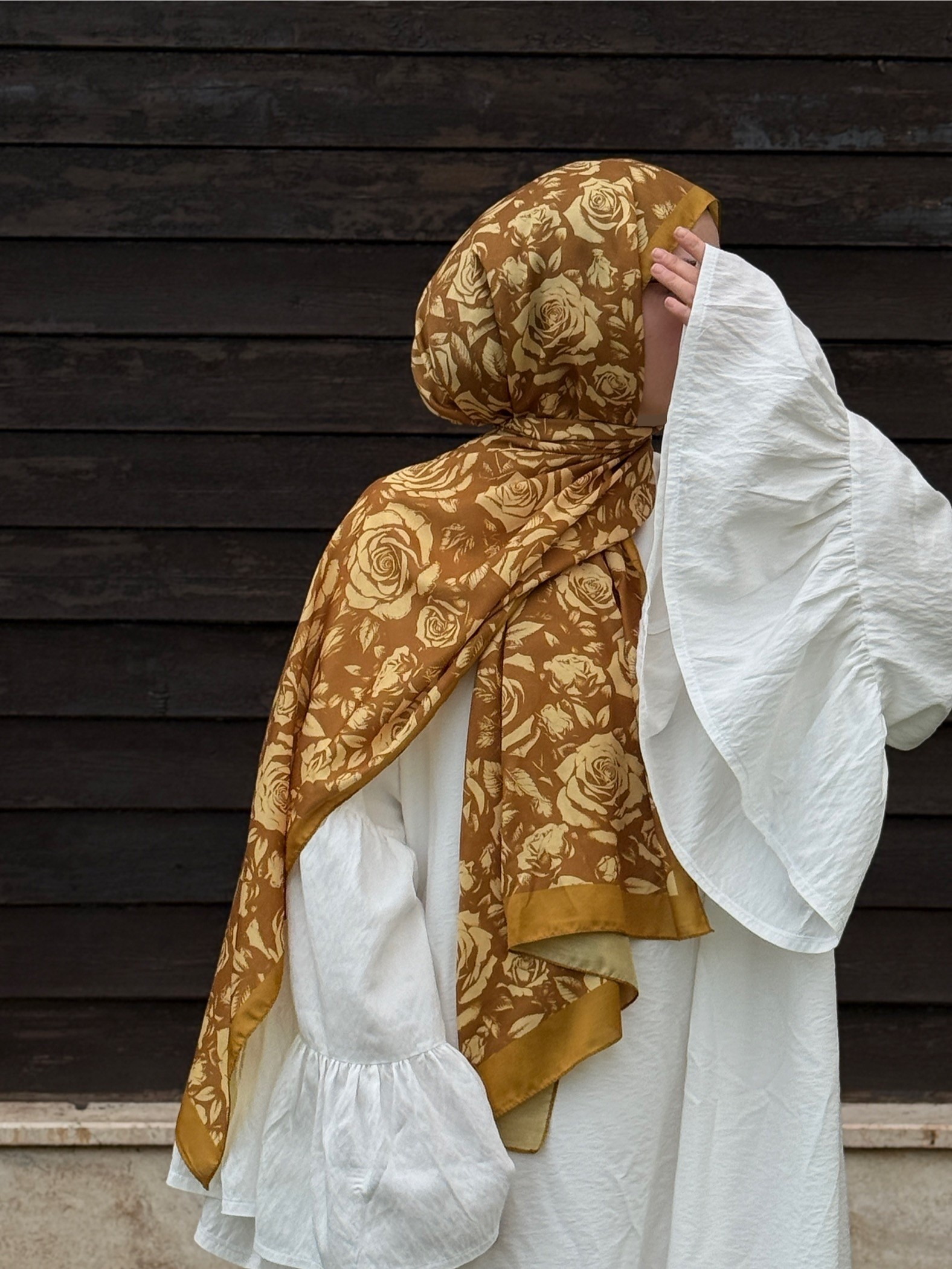 Pamuklu Soft Roza Desen Şal-Yağ Yeşil